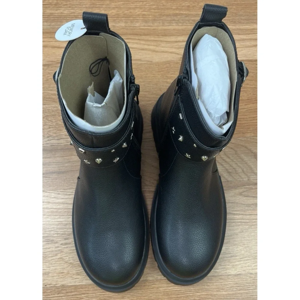 Sonoma Zoella Black Boots Ankle Booties Zip Side Youth Girls Size 5 NEW